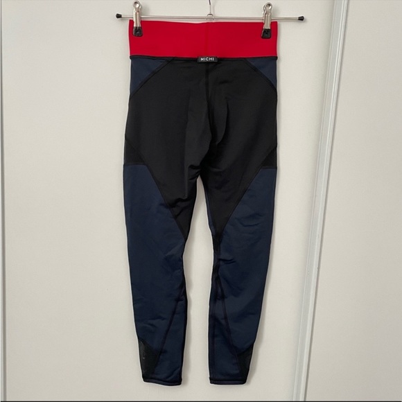 Michi Navy Mesh Cut Out Leggings 25" - Picture 2 of 2